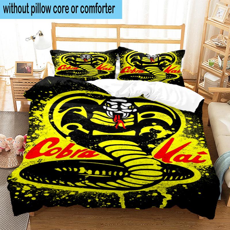 Cobra Movies Of The Fighters 3pcs Bedding,Including 1pc Duvet Cover And 2pcs Pillowcases Perfect for Christmas,Ideal for Bedroom, Dormitory