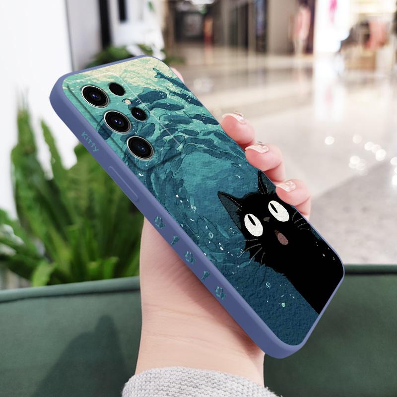 

Deepsea Cat Phone Case For Samsung Galaxy S24 S23 S22 S21 S20 S10 S10E Ultra Plus FE Note 20 Ultra 10 Plus Cover Galaxy S21 Plus світло-синій колір