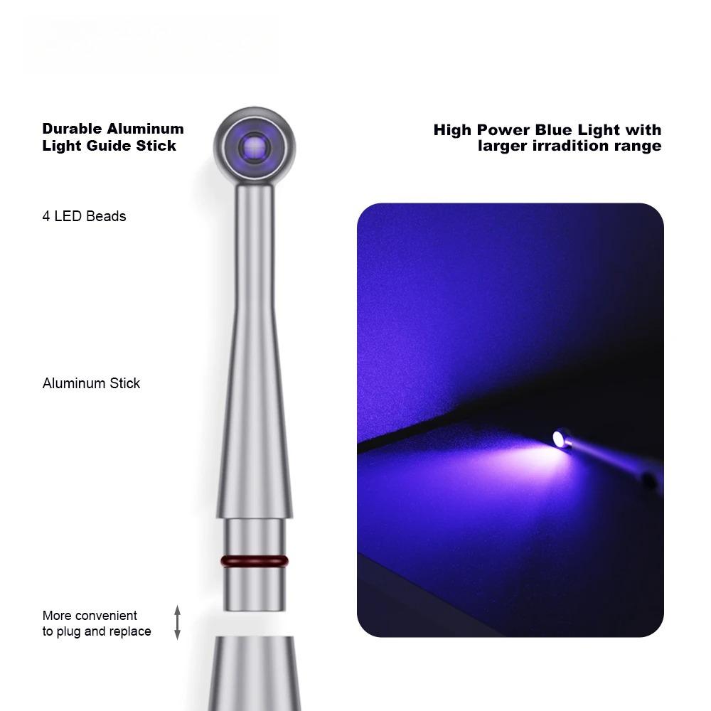 Tandläkar 1 Sekund Härdande 360° Roterande Ljuskälla Lampa Ljus 800-2400mw/cm² Ljus Långvarig Batteritid Tandläkarverktyg