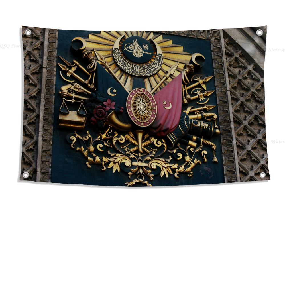 1pc Ottoman Empire Flag Banners Four Hole Flag Polyester Outdoor Decor Room Aesthetic