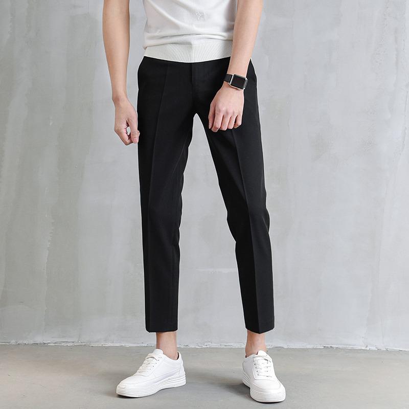 

Men s Summer Slim Fit Casual Nine-Point Suit Pants 34 чорний