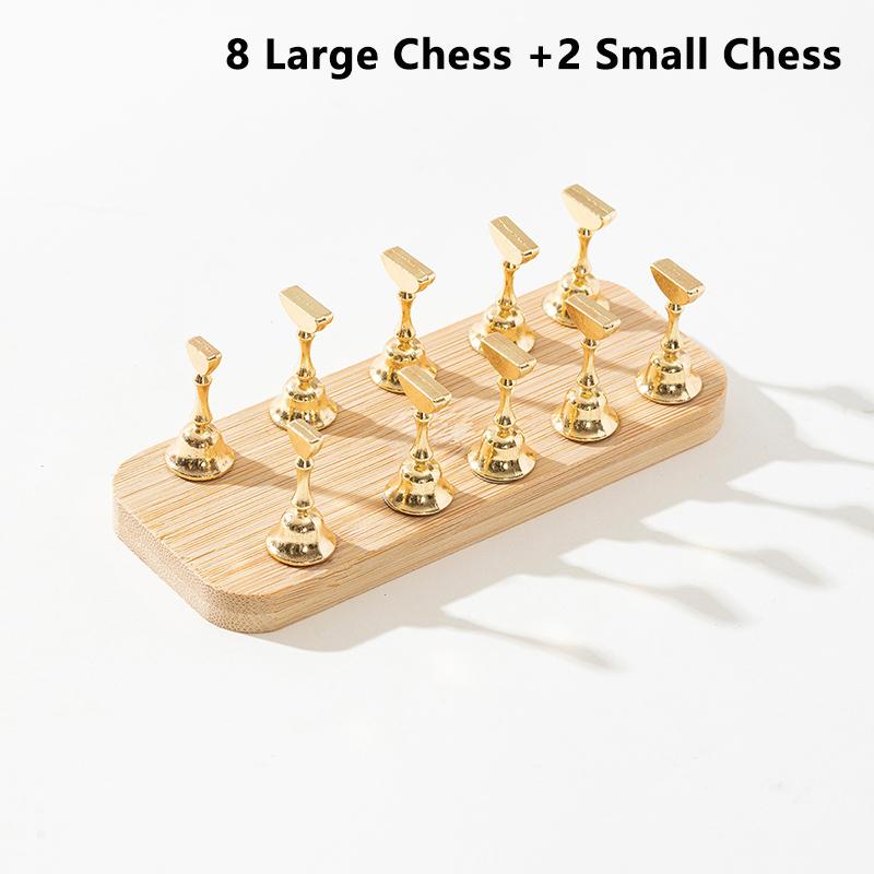 

Двухрядный магнитный держатель для ногтей, подставка для практики, демонстрационная полка для УФ-гель-лака, деревянная основа в виде шахматной доски, инструмент для маникюра