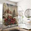 1Pc Merry Christmas Printed Waterproof Shower Curtain Partition Privacy Hanging Curtain, With 12 Hooks, Easy To Install