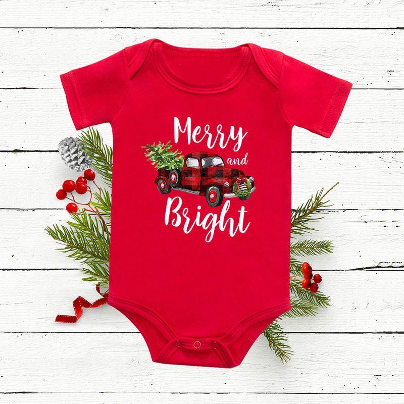Red Deer Baby One-Piece Romper Baby Bodysuit Short Sleeve Christmas Festival Holiday Children Red One-Piece Romper Tops