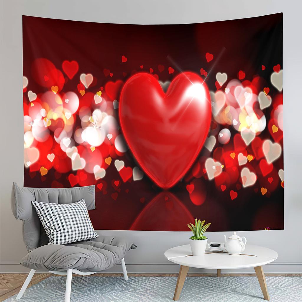 Red Love Heart Rose Flower Tapestry Romantic Sweetheart Tapestry Home Living Room Dorm Bedroom Aesthetics Decoration Tapestries