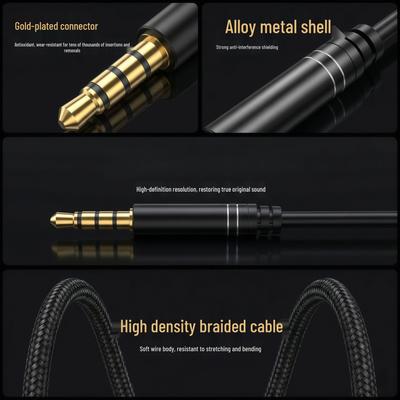 3.5mm Nylon Braided AUX Audio Cable for Mobile Phones, Headsets, Computers, and Speakers (Male To Male)