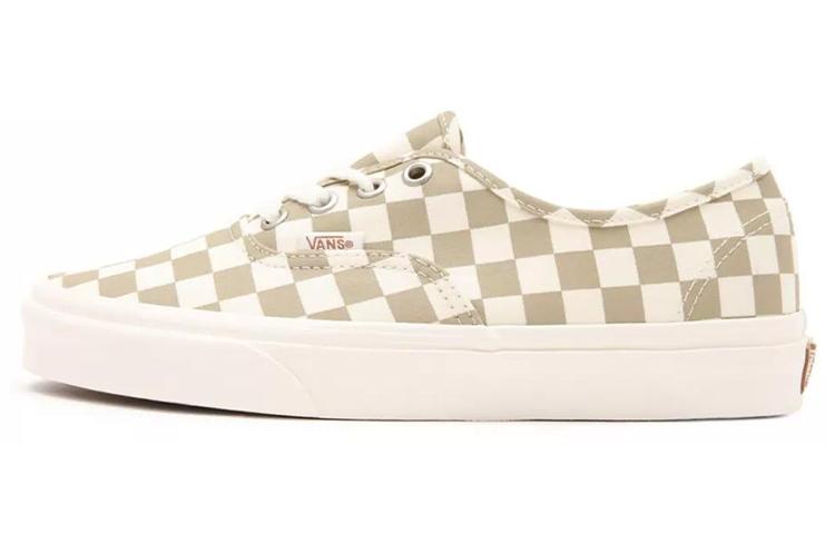 Vans Authentic Износостойкие Нескользящие Низкие Повседневные Скейт-Ботинки Бело-Коричневая Клетка White Brown VN0A5HZS9FO 36