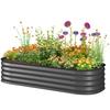 Galvanised Raised Garden Bed, Metal Planter Box with Safety Edging, for Flowers, Herbs, Succulents, Dark Grey