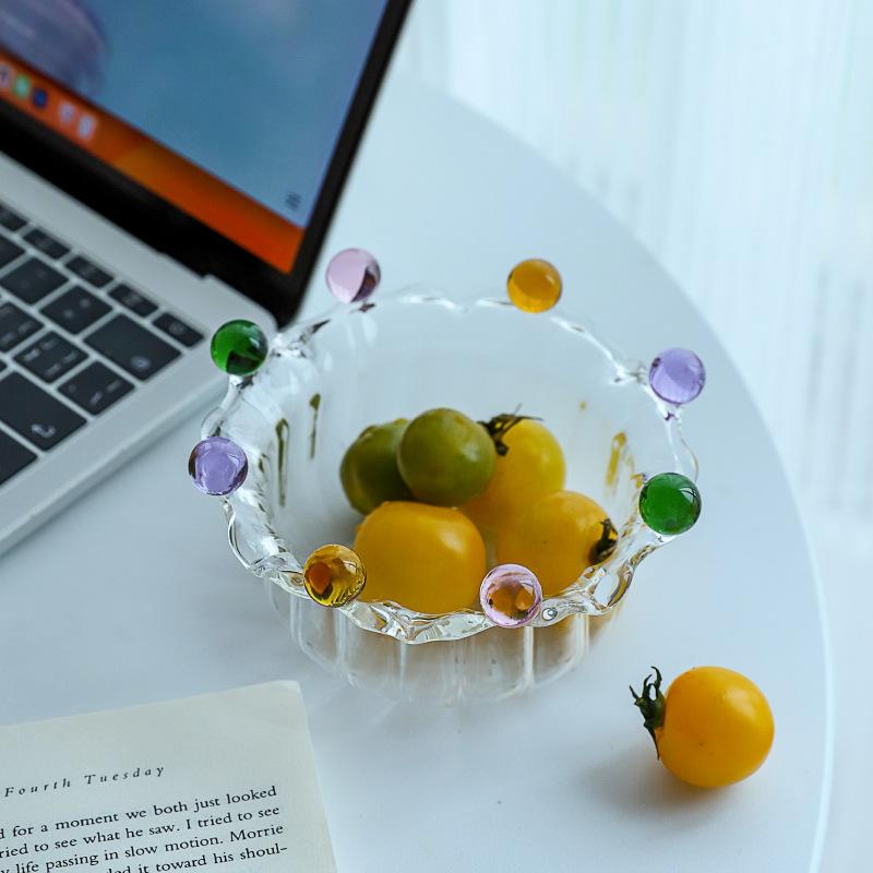 Ins Creative Glass Bowl Crown Fairy Bowl High Borosilicate High Temperature Resistant Glass Bowl Dessert Salad Oatmeal Yoghurt