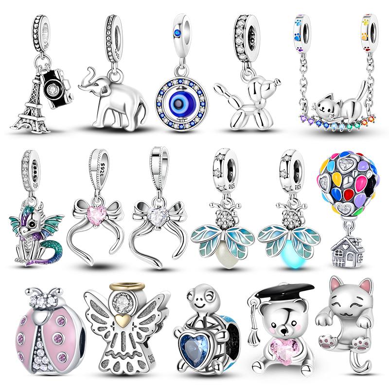 Copper Elephant Bow Pendants Cat Turtle Bear Angle Charms Beads Fit Original Bracelet Fine Jewelry Gifts Making