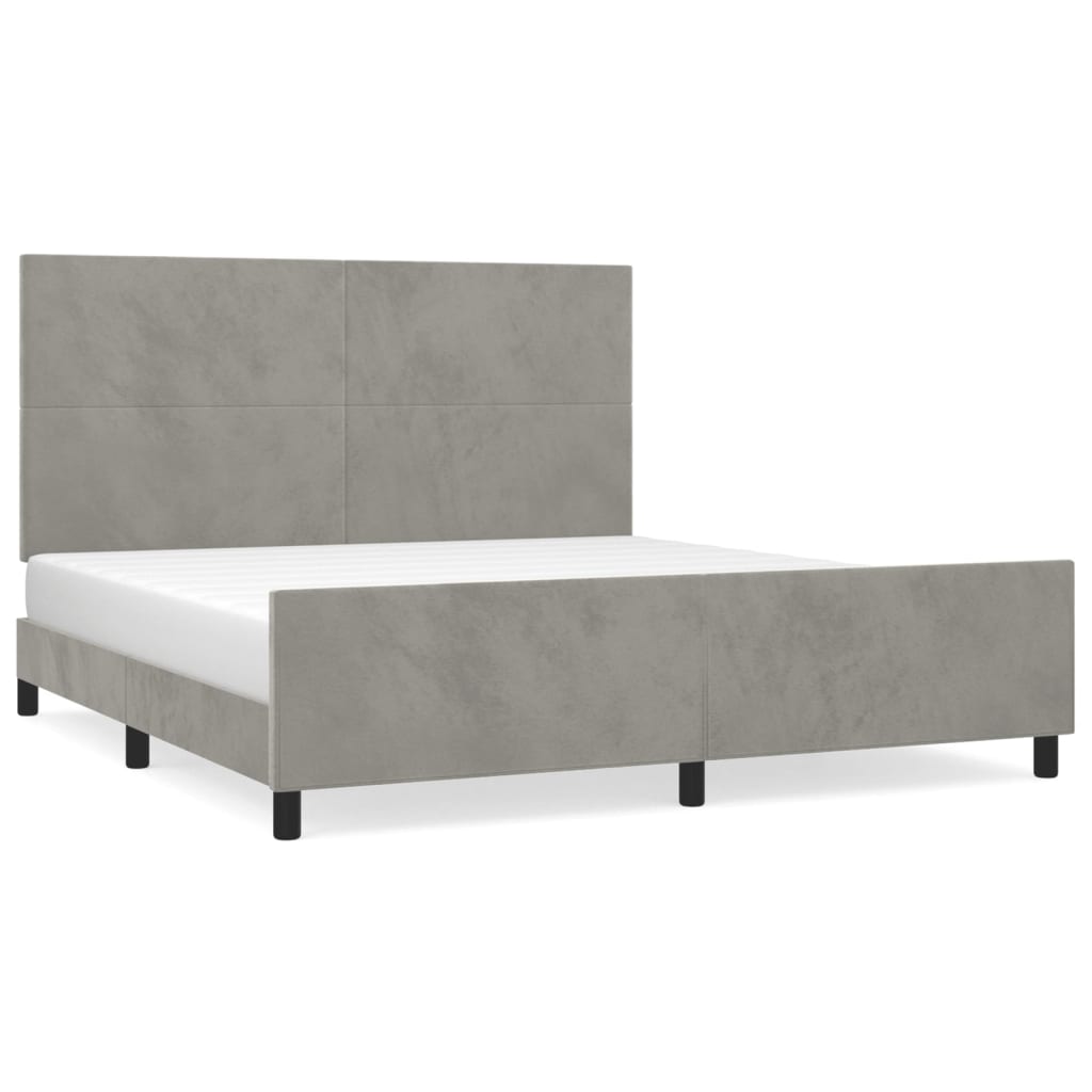 Bed Frame with Headboard Light Grey 180x200 cm Velvet