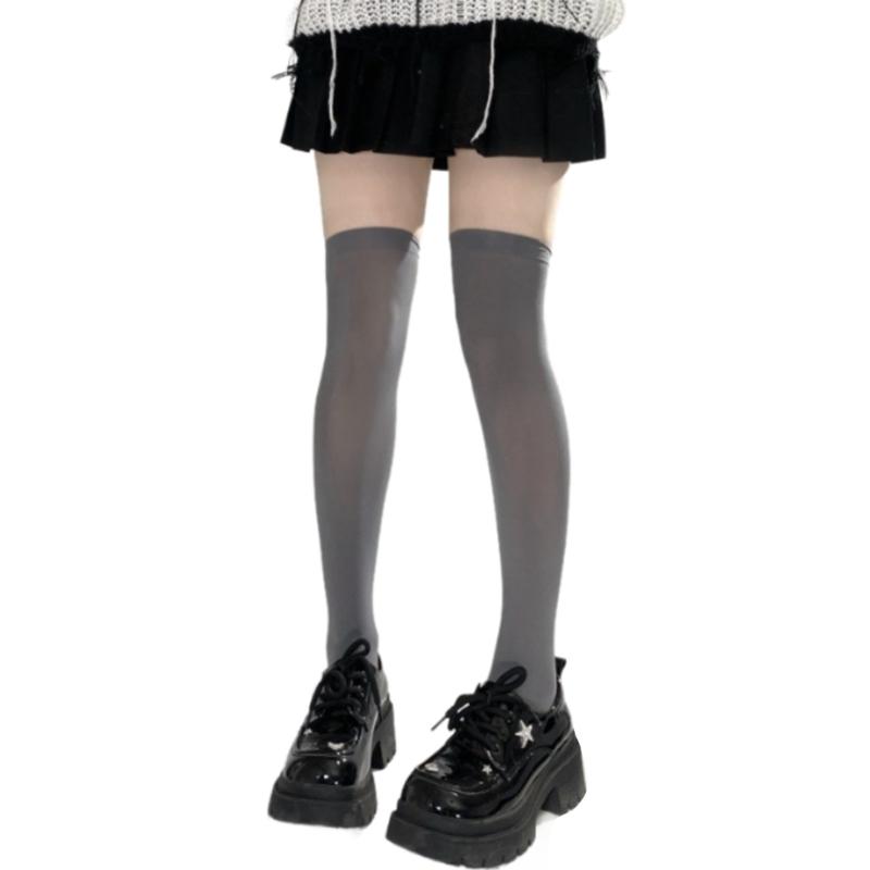 Thigh High Stockings Solid Color Over The Knee Socks Opaque Thigh High Socks Tube Socks Long Boot Stockings for Womens