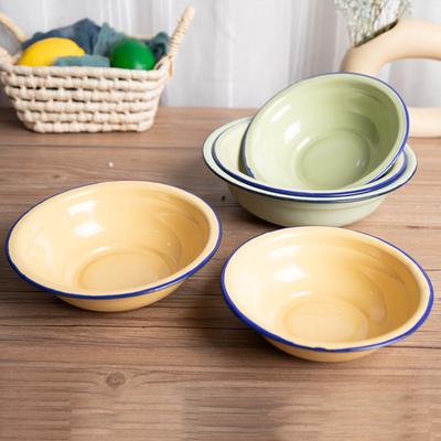 Bowl Durable Vintage Enamel Multifunctional Soup Plate for Kitchen