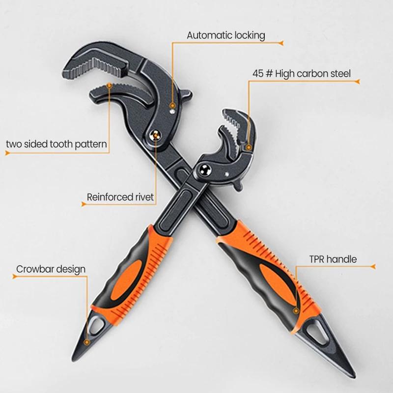 Wrench High Carbon Steel Multi Functional Adjustable Self Locking Ratchet Open End Wrench Manual Repair Tool