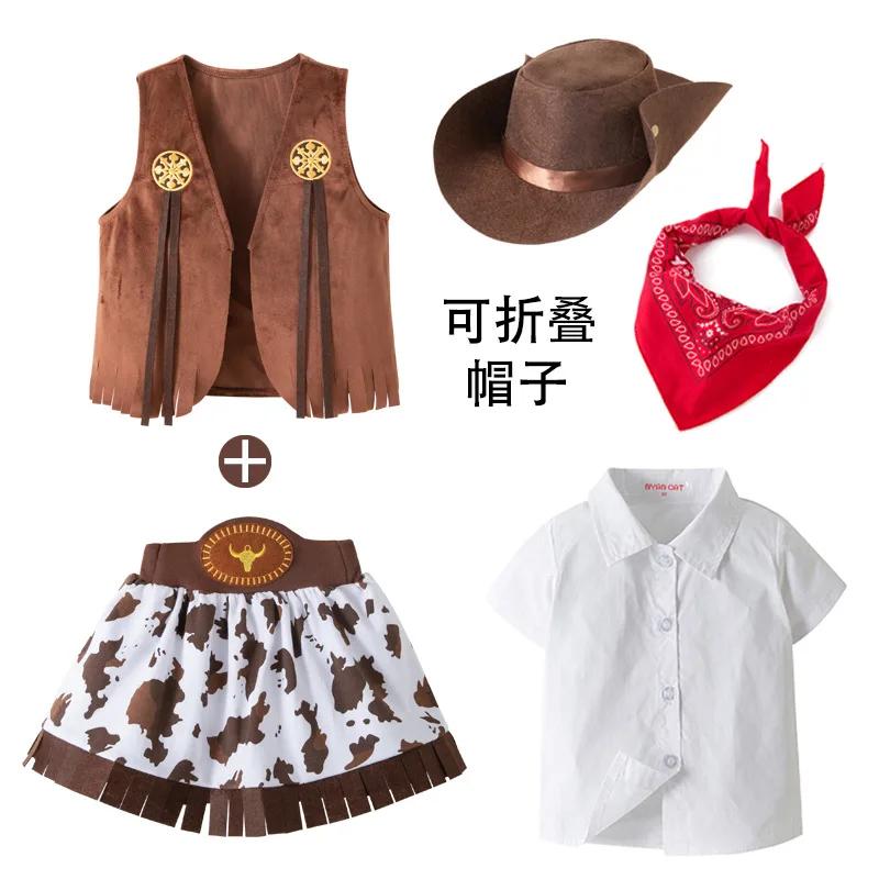 Mädchen Cowgirl Kostüm Kleider Kinder Western Cowgirl Kostüme Karneval Cosplay Halloween Event Party Verkleidung