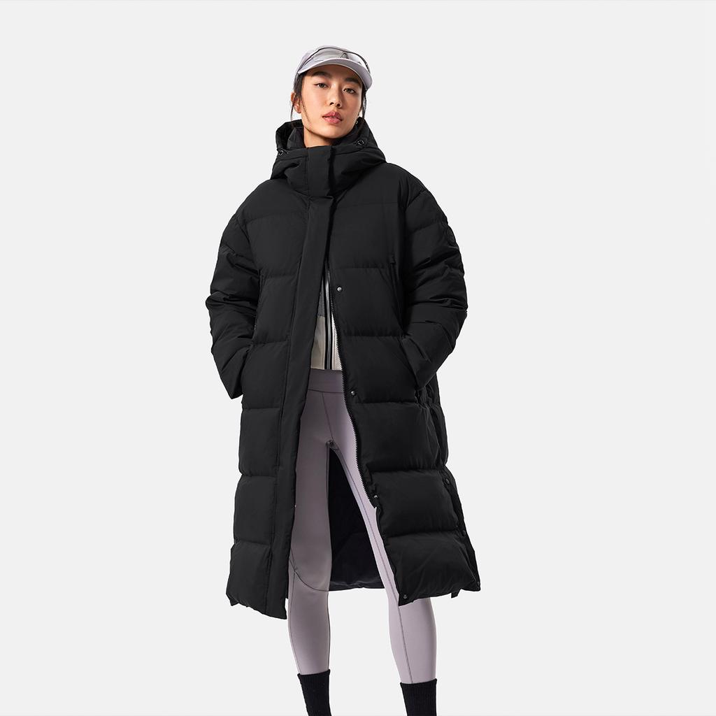 Li Ning Serie Fitness Sportivo Casual Semplice Largo Resistente al Freddo Caldo Outdoor Giacca Lunga Piumino Donna Capispalla Nero AYMU110-2
