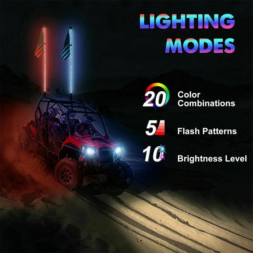 LED Whip Light With App Remote Control Spiral RGB Chasing Music Whip Light for UTV ATV RZR Can-Am SXS Polaris Amagi