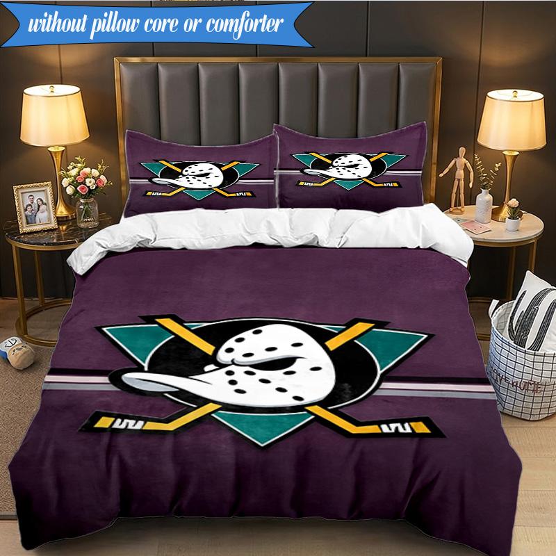 Set Biancheria da Letto 3 Pezzi Squadra di Hockey Anaheim Ducks Stampa 2D (Include 1 Copripiumino + 2 Federe Senza Imbottitura), Decorazione camera da letto, Regalo ventilatore