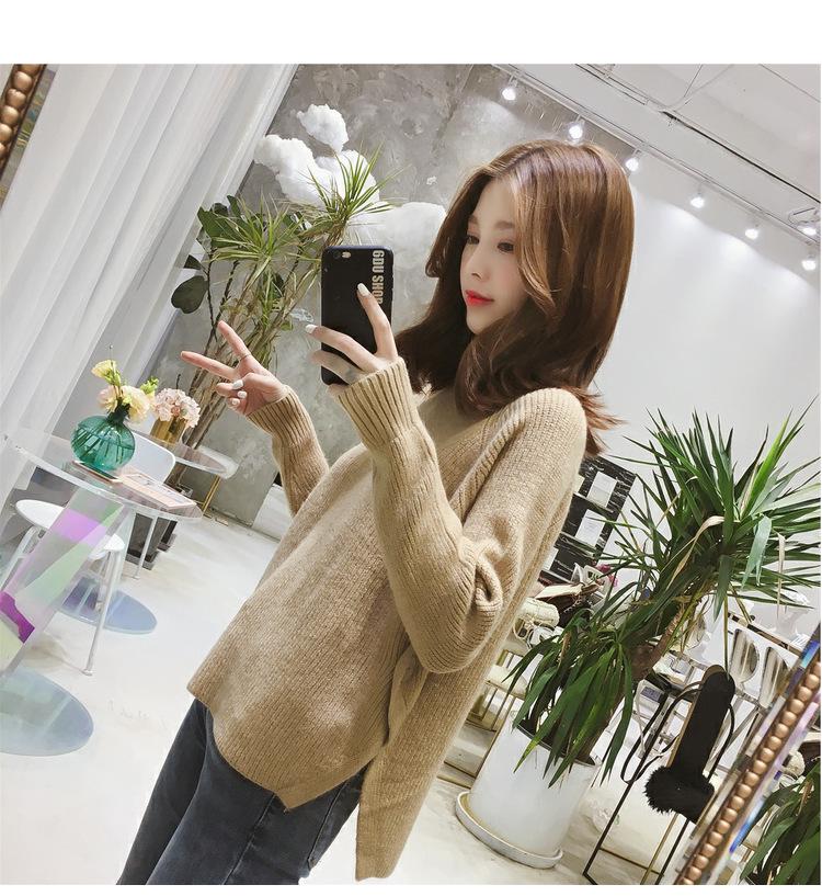 Women's Korean Style Long Sleeve Knit Sweater - Half High Collar, Loose, Thickened, Perfect for Autumn/Winter.