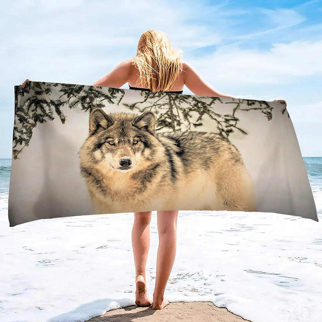 Wolf Beach Towel Groups of Wolves Wild Animal Design Soft Sand Free Bath Towel Quick Dry Sport Spa Yoga Gym Kitchen Hand Towels