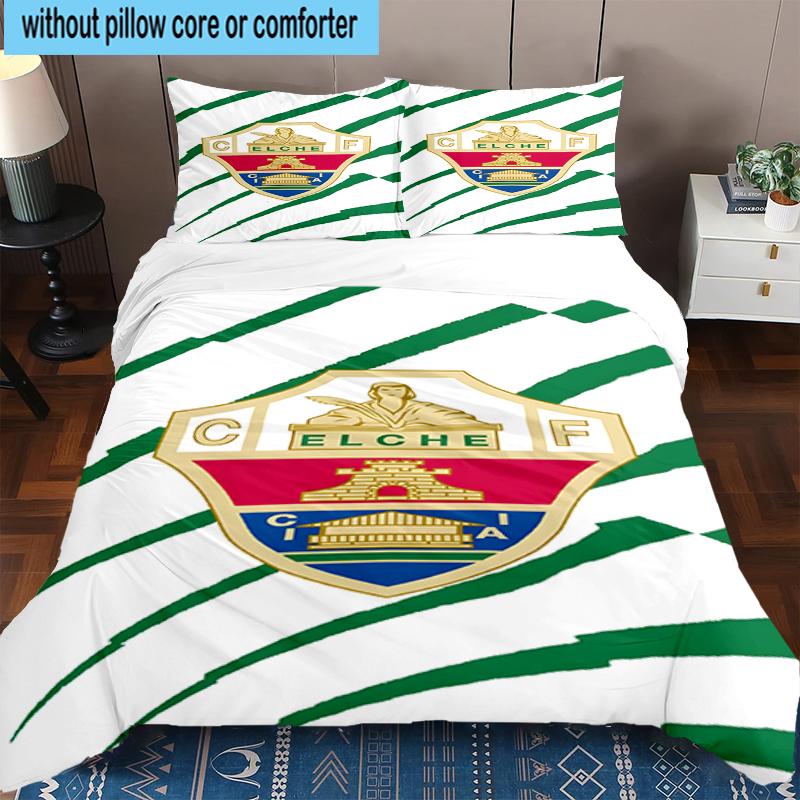 3PCS Football Elche Crest Design Bedding Set,Including 1pc Duvet Cover And 2pcs Pillowcases Perfect for Bedroom, Dormitory, Fan Christmas gift