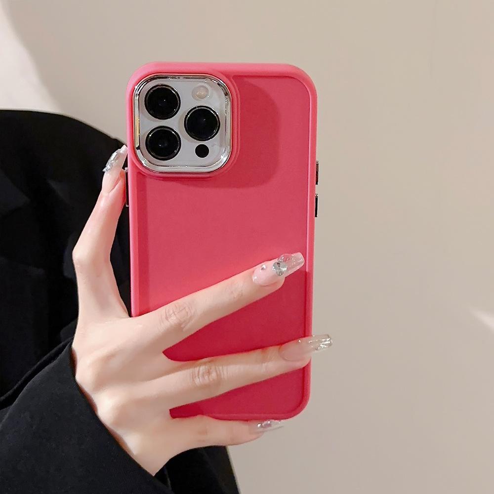Plating Lens Iphone16 Suitable for 17promax IPhone Case 14 Silicone 11 Simple Solid Color 13