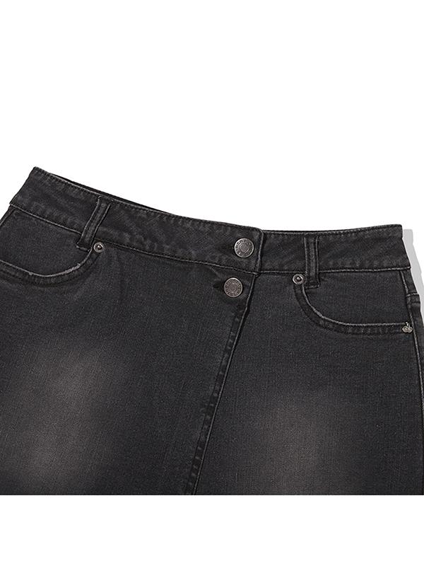 Kirsh Cherry Inner Pants Cover Denim Skirt [Charcoal]