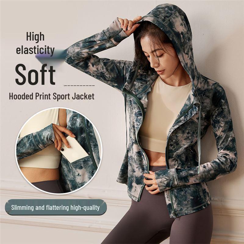 

Women s Tie-Dye Zip-Up Hooded Yoga Jacket Medium
