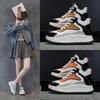 9991-10 Leather High Top Shoes with Spring and Fall Thick Soled Sports Casual Black Retro Shoes
