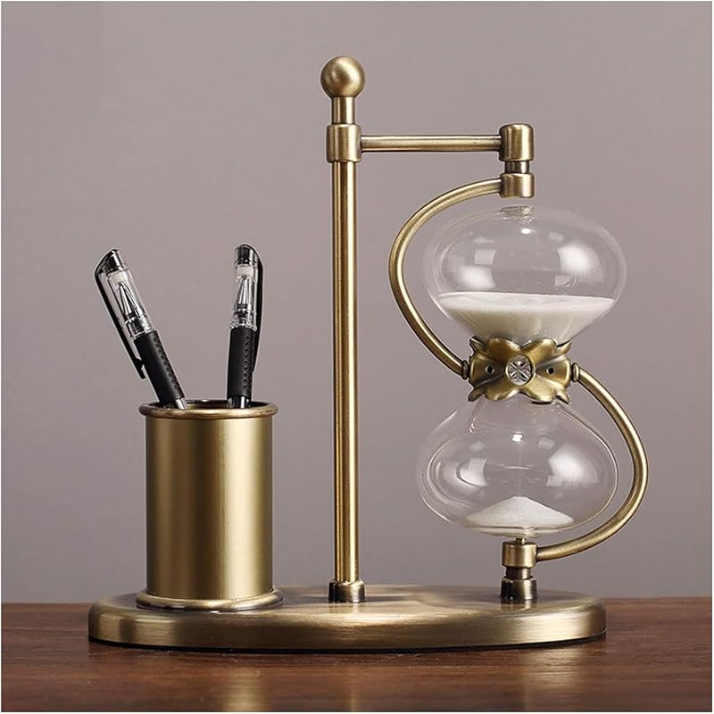 

Визуальный таймер, Подставка для ручек Винтажные металлические песочные часы Вращающиеся на 360° Большие антикварные песочные часы Металл цвета латуни Стеклянный таймер 15 минут / 30 минут / 60 60 Minutes