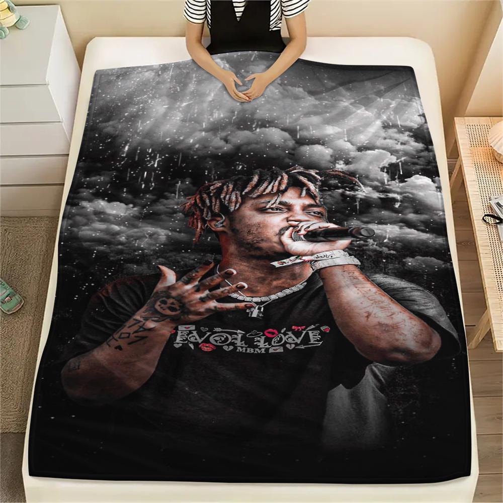 1Pc Juice Wrld Print Flannel Blanket, High Quality Comfortable for All Seasons, Home Decor, Warmth and Comfort, Perfect for Gifts