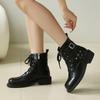 Microfiber Leather Slim Buckle Short Boots Women's Heightening Thick-soled Autumn and Winter Boots Spring and Autumn Short Boots Women's Boots Large