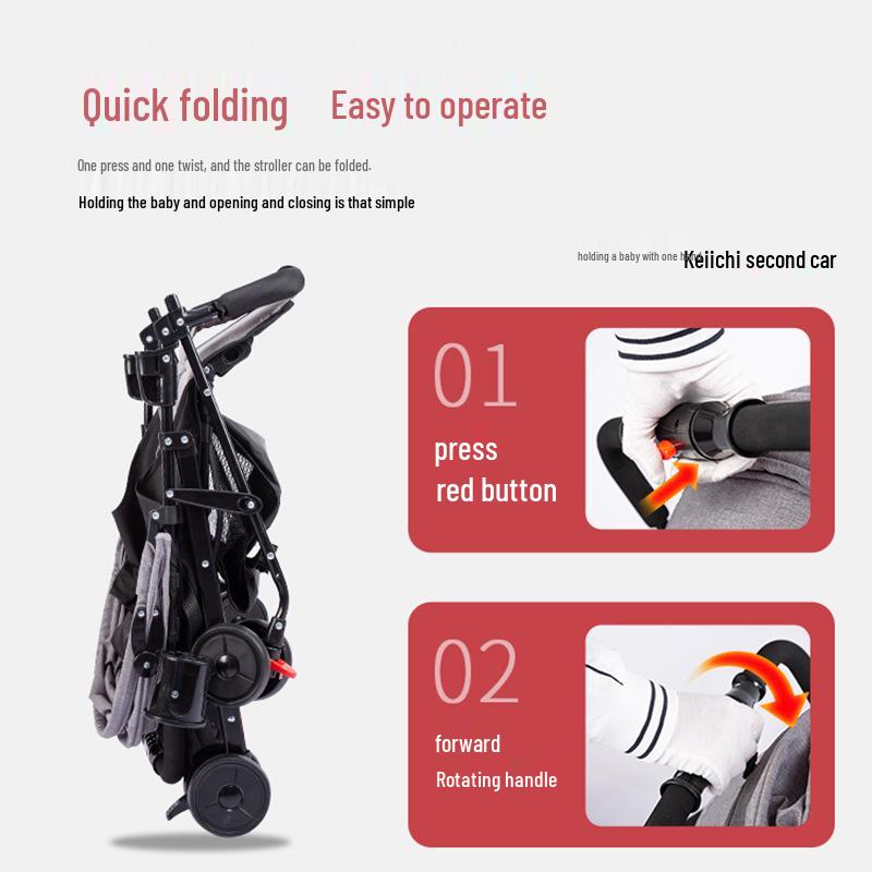 Compact Baby Stroller: Foldable with Recline, Shock Absorption, All-Weather Brakes, and Anti-Hunchback Design.