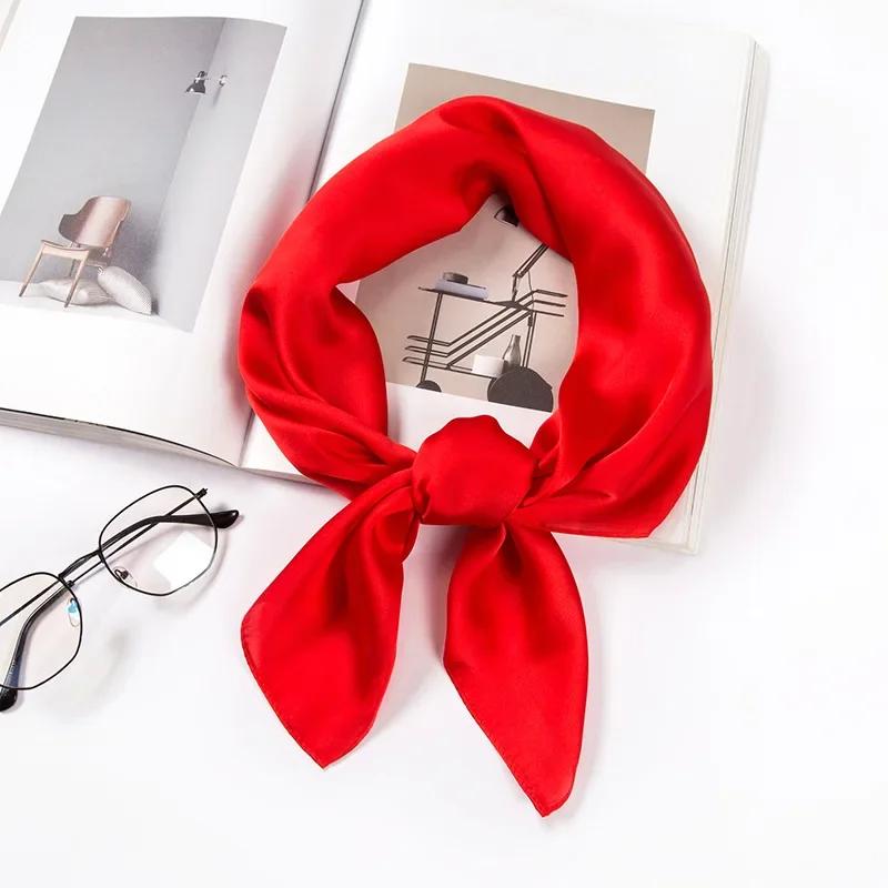 Satin Scarf Women 70cm Solid Color Smooth Surface Head Scarves Square Fashion Neck Accessories For Ladies Bag Scarf Wholesale