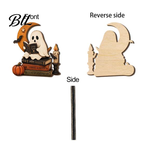 Decorative Wood Display Stand Halloween Reading Ghost Figurine, Retro Wooden Statue, Vintage Desktop Niche Gothic Room Accessories Ornament