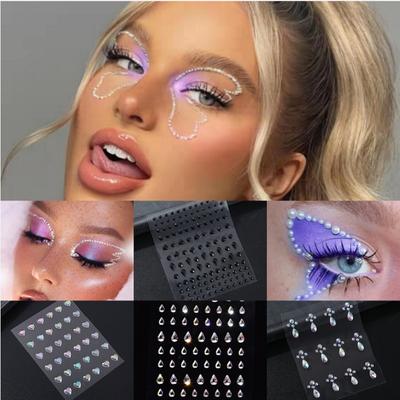 Coussinets pour les yeux en perles et cristaux, pour le front, le visage, strass, en acrylique et diamant