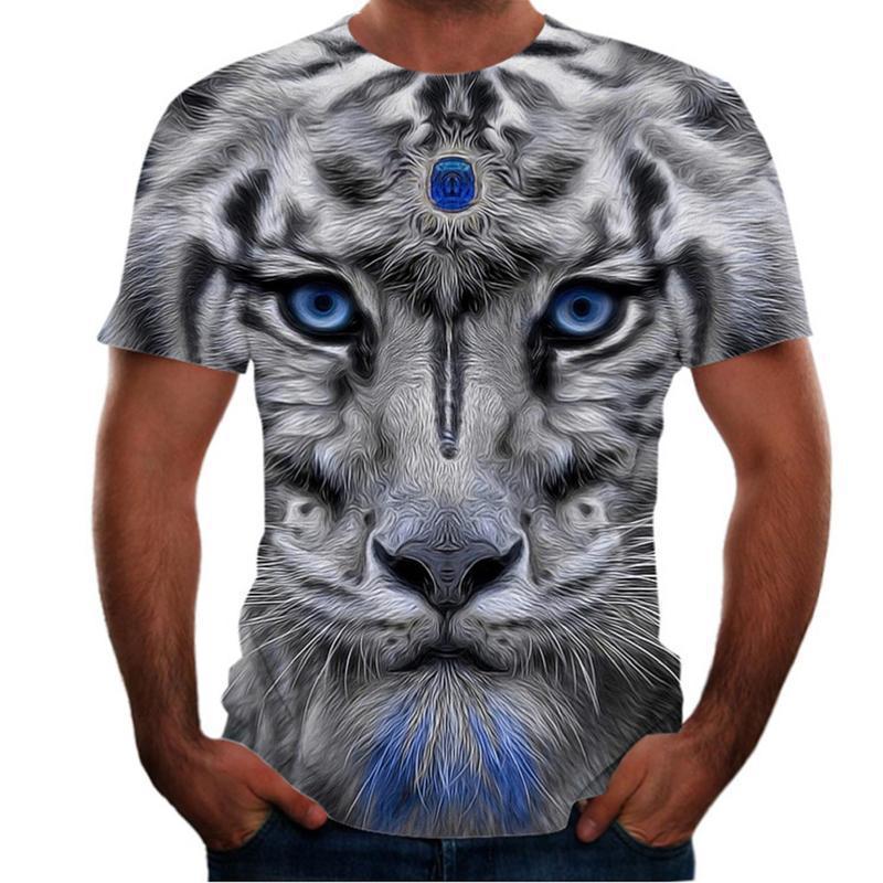 Animal Tiger 3D T-shirt Men's Lion Short Sleeved Men's Quick Drying T-shirt