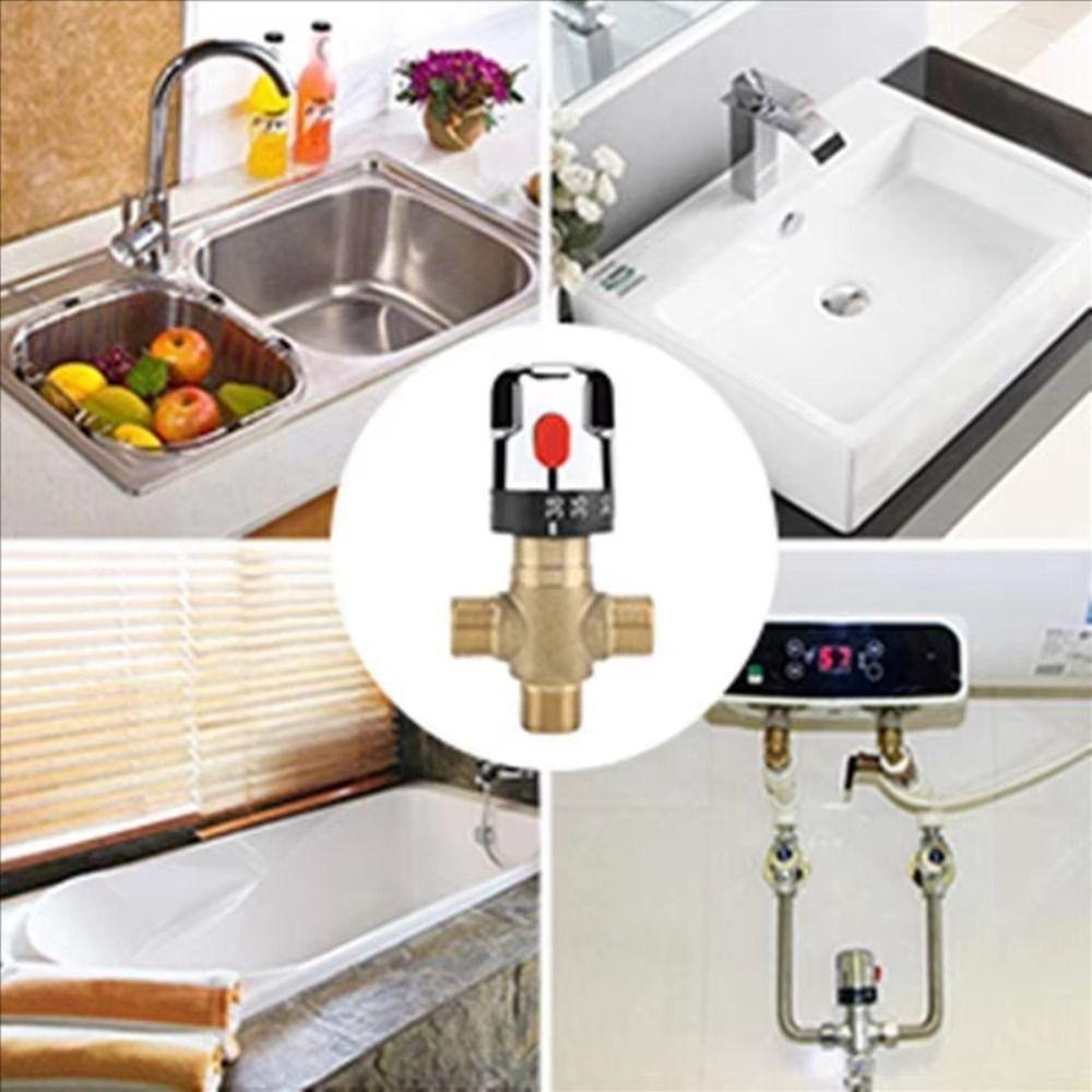 Solid Brass Thermostatic Mixing Valve 3Way Hot and Cold Control Temperature Control Valve General-purpose Anti-Scald
