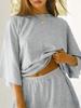 Womens 3/4 Sleeve Lounge Set Oversized Top and Elastic Waist Shorts