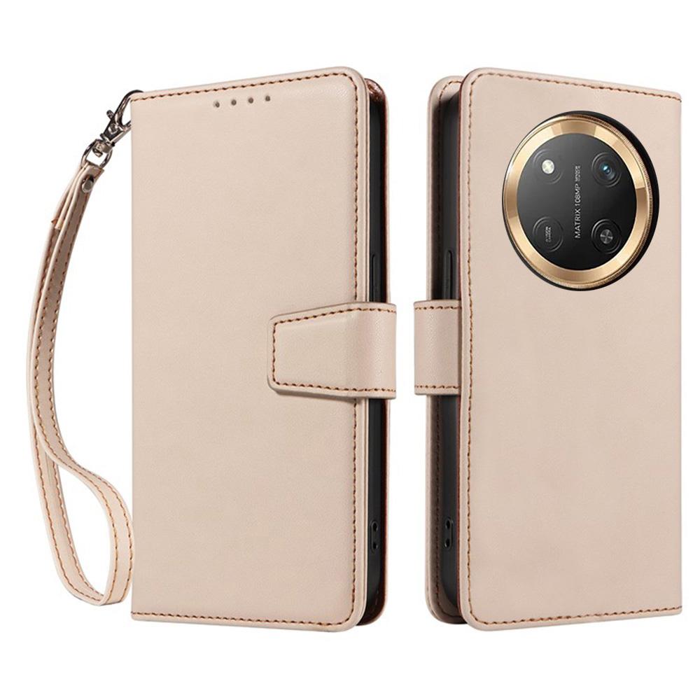 For Honor X60 Pro 5G/X9c 5G Case RFID Blocking Leather Wallet Flip Phone Cover with Wrist Strap