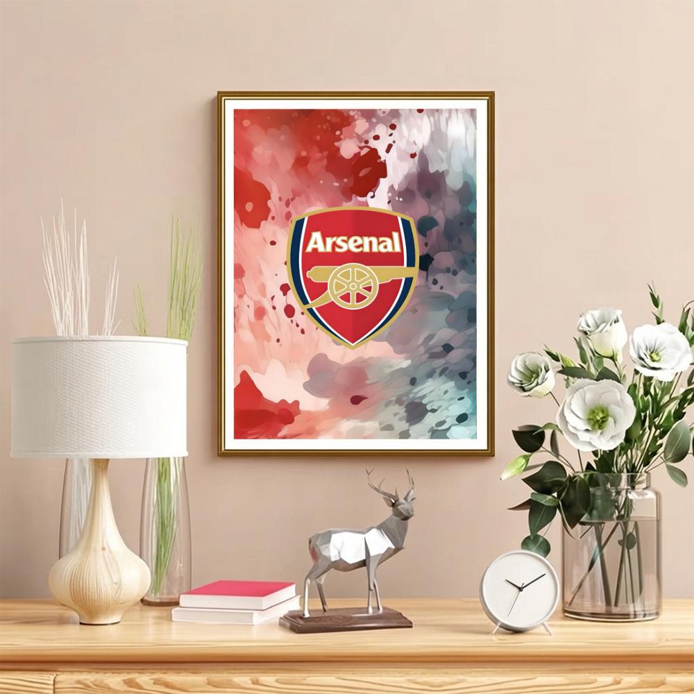 Arsenal Football Club Logo 5D Diy Diamond Painting Round Diamond Diy Frameless Holiday Artwork Suitable For Home Office Wall Decoration
