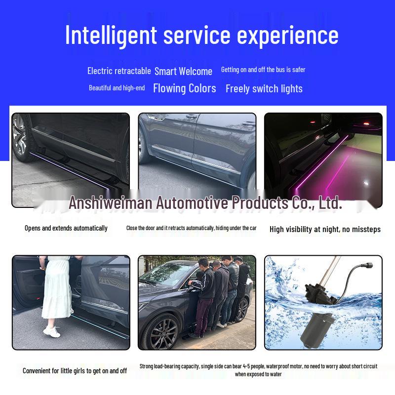 Cadillac XT5 & XT6, Volkswagen Teramont, Aurora Viloran Electric Running Boards with Flowing Colorful Edge.