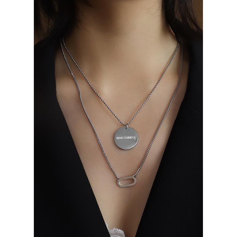 Double Layer Women's Titanium Steel Necklace - No Fade, Niche Design, Light Luxury Jewelry, Versatile for Trendy Style (P965)