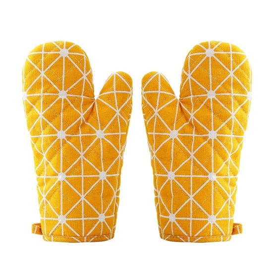 2Pcs Heat Resistant Oven Gloves Thick Cotton Mitts for Baking Grilling Microwave Non-Slip Kitchen Gloves for Hot Pots Cast Iron