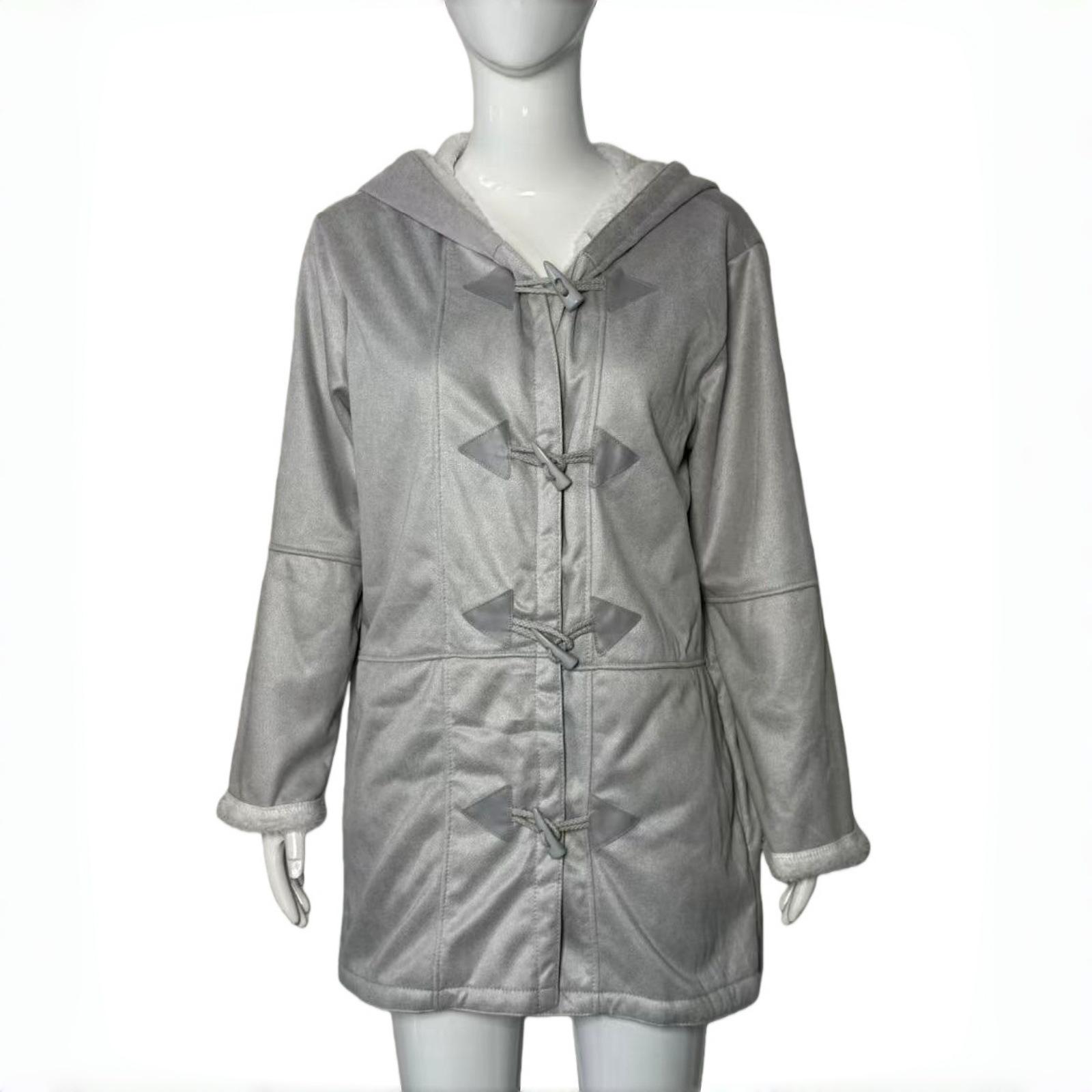 

Женский шерстяной кардиган с капюшоном в стиле Харадзюку 2023 года — средняя длина, однотонный цвет, повседневный дизайн с пуговицами. XXL