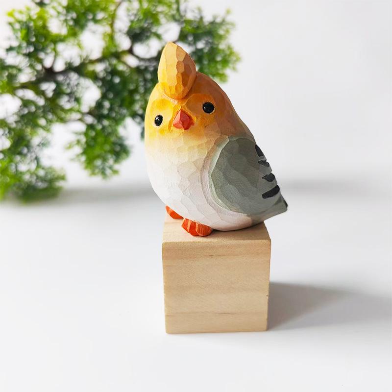 Handgefertigter bemalter Phönix-Vogel aus Massivholz zur Dekoration von Zuhause oder Büro