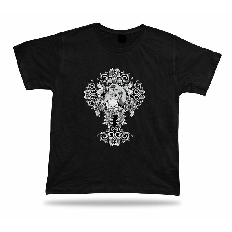 Belive Rosary Floral Skeleton Skull Vector Cool Stylish Modern T Shirt Design S разноцветный