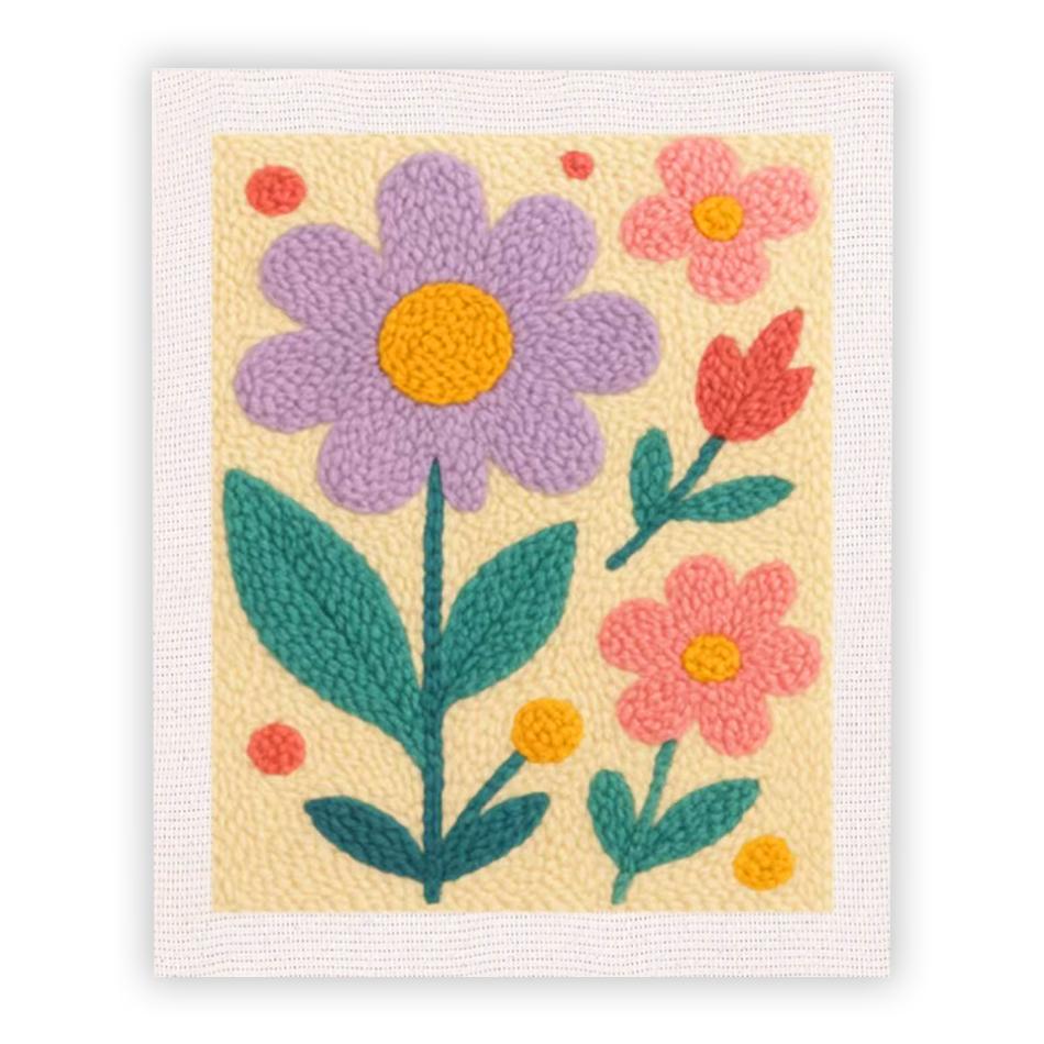 DIY Punch Needle Kits for Beginners Flower with Frame Embroidery Punch Needle Starter Craft Set Easy for Adults Diy Gift Home De