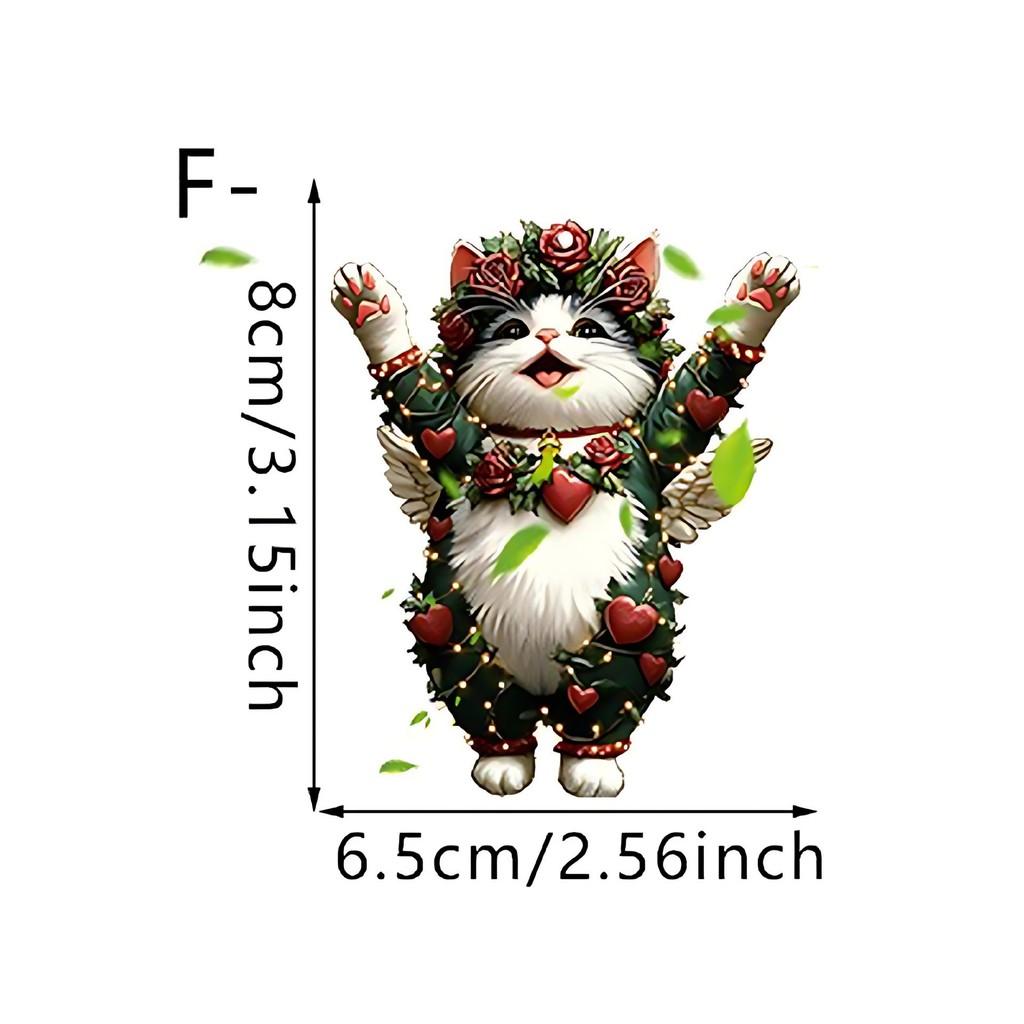 Valentine Theme Day Cute Rose Cat Pattern Acrylic Pendant Car Interior Decor