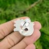 Sterling Silver Round Rhodonite Stone Art Deco Flower Promise Heart Chakra Ring